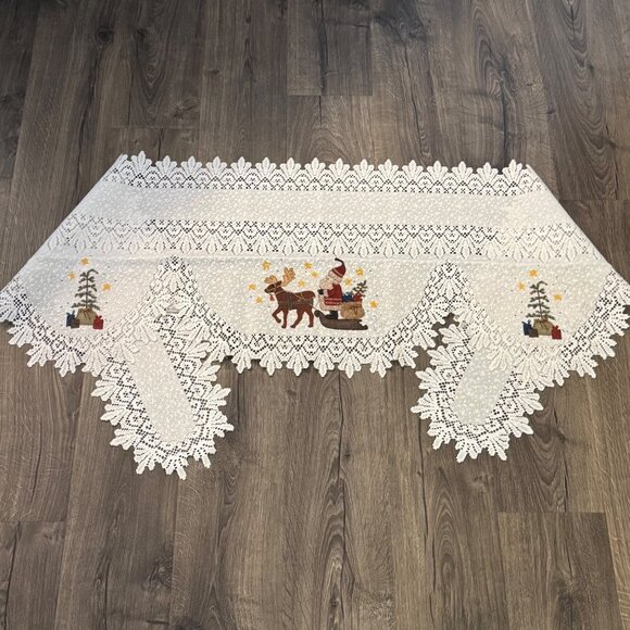 Heritage‎ Lace Mantle Scarf Night Before Christmas 19"x90" White 617MSW-NBC - Picture 1 of 7